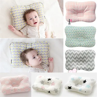 Newborn Baby Flat Head Prevent Cotton Pillow Positioner Anti Roll Infant Pillow • £6.35