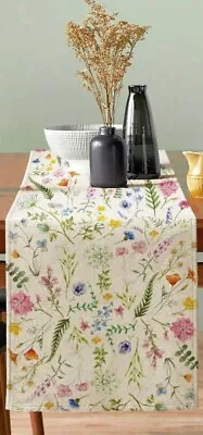 Floral & Ferns Table Runner 33 X 183 Cm Dining Kitchen Linen Table Cloth Runner • £16