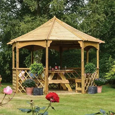 GARDEN GAZEBO ROWLINSON BUCKINGHAM WOODEN WOOD TRELLIS OCTAGONAL EIGHT SIDE 12ft • £2699.94