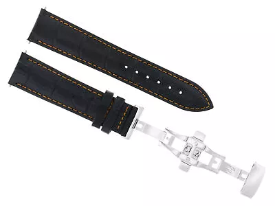 22mm Leather Watch Strap Band For Montblanc Timewalker Watch Clasp Black Os • $29.95