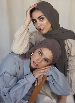 £2.99 • Buy New Style Crinkle Scarf  Hijab  Plain Maxi Headscarf Crimp Scarves Shawl Ruffle 