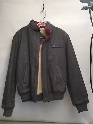 Vintage Members Only Wool Bomber Jacket Size 38 Gray Sherpa Lining • $25.42