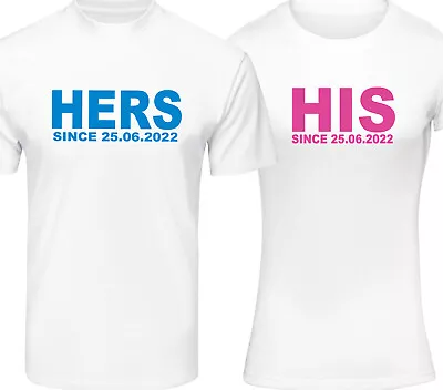 Personalised His Hers Just Married T-Shirt Set Mens Womens Tshirts Wedding Gift • £18.99