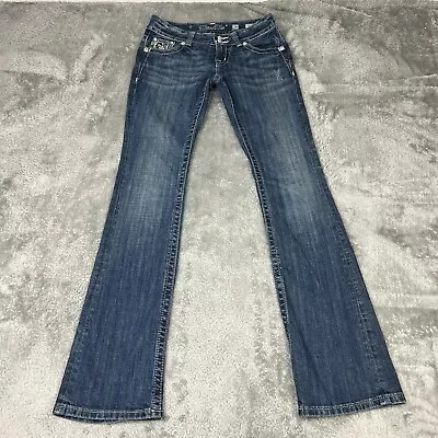 Miss Me Jeans Womens 26 Blue Denim Bootcut Rhinestones Back Pocket Designer • $29.97