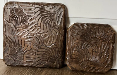 £40 • Buy Wooden Panels Salvage Vintage Upcycle Repurpose Project Ornate Carved Sunflowers
