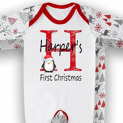 £10.45 • Buy Personalised First Christmas Letter Printed Baby Reindeer Romper Babygrow Gift