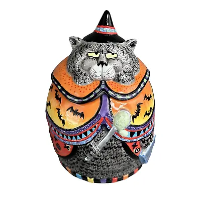 FITZ & FLOYD Kitty Whitches Fat Cat Ceramic Cookie Jar 12  READ • $44.99