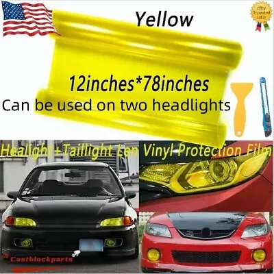 Fit For Headlight Taillamp Transparent Yellow Lens Vinyl Protection Film 12 X78  • $6.98