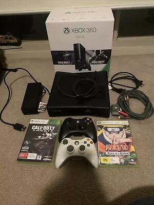 Working Xbox 360 Slim Black 500Gb 2 Controllers 2 Games • $140