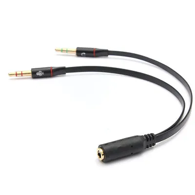 £2.95 • Buy 3.5mm Y Splitter 2 Jack Male To 1 Female Audio Adapter Cable Headphone Mic 