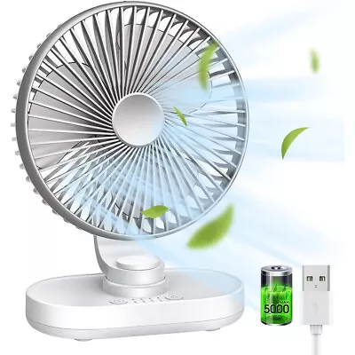 Auto Oscillating Desk Fan USB Rechargeable Table Fan Portable Cooling Fan 4Speed • £19.89