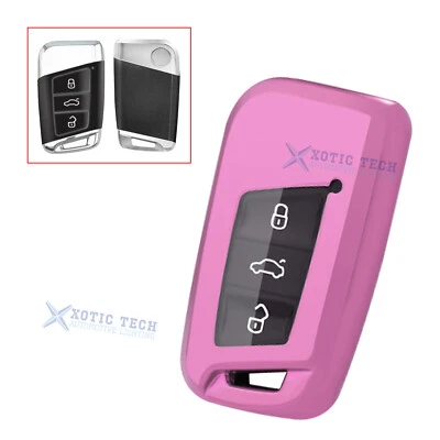 Pink TPU Full Seal Smart Key Holder Shell Case For VW Passat Jetta CC Golf 7 MK2 • $15.98