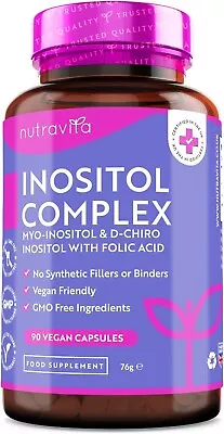 Myo-Inositol & D-Chiro Inositol With Folic Acid - Prenatal For Women - 90 Caps • £18.99