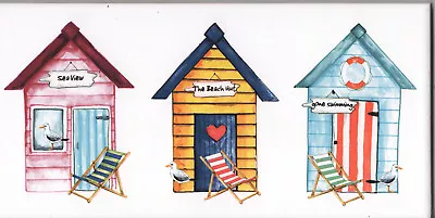 Beach Hut Border Decor Tiles Dado's Pencil's Matt White Tiles 200mm Ceramic • £1.50