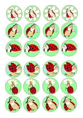 24 Ladybirds 2  Birthday Party Caketoppers Icing Edible Fairy/cup Cake • £4.25