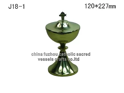 Brass Ciborium Chalice With Jesus Fish Lid For Christian Mass 8.93 H J18-1 • $212