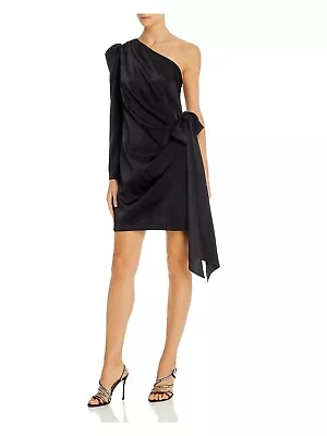 AIDAN AIDAN MATTOX Womens Black One-shoulder Puff-sleeve Mini Dress 4 • $23.99