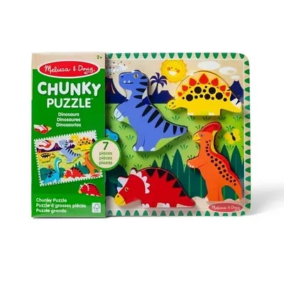 Melissa & Doug Dinosaur Wooden Chunky Puzzle 7 Pcs Ages 2+ NEW • $15.29