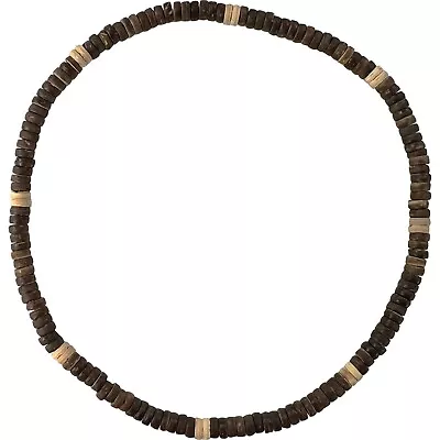 Brown Coconut Wood Beaded Necklace Chain Mens Womens Wooden Handmade Jewellery • £4.99