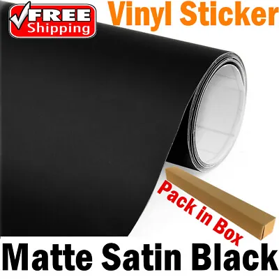 $17.09 • Buy CAR VINYL WRAP MATT MATTE Satin Black Sticker FILM Decals AIR RELEASE Vinyl Wrap