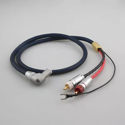 6N OCC Silver Shield RCA To 5-Pin DIN Audio Phono Tonearm Cable With Ground Wire • $38.65