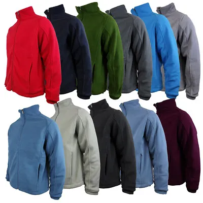 Mens Fleece Quilted Jacket Full Zip Work Wear Warm Casual Thick Men Heavy Duty • £8.99