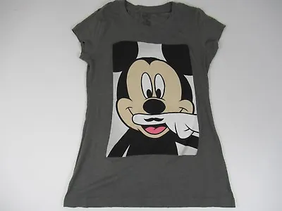 Disney Mickey Mouse Finger Mustache Walt Disney Size Medium Gray T-shirt A14 • $9