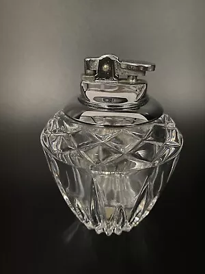 Vintage Princess House Silver / Carved Glass Desk Lighter • $18