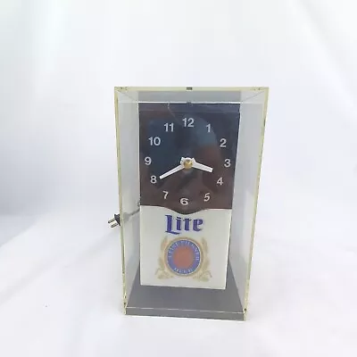 Vintage Miller Lite Bar Lighted Wall Clock TestedWorks Needs A Battery For Light • $19.79