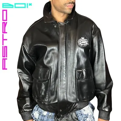 Vintage Ecko Leather Bomber Jacket _ Black_ Xxl • $340