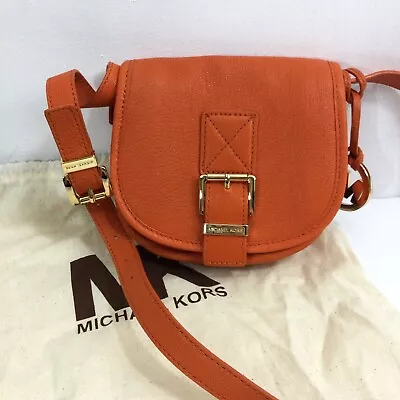 MICHAEL KORS Mini Saddle Orange Travel Leather Crossbody Bag Orange • $64.98