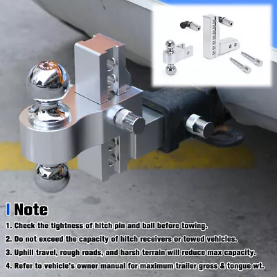 2'' Receiver 6'' Drop/Rise Adjustable Trailer Tow Hitch Dual Ball 2 Pins 12500  • $105.90