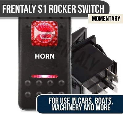 Red Light Horn Momentary Switch LED Waterproof 12V 20A 10A 5-pin Rocker Toggle • $7.95