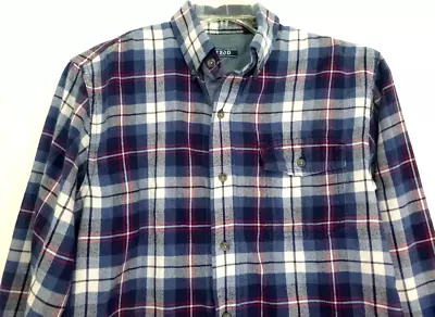 IZOD-Mens Long Sleeve Button Down Flannel Shirt Small/Medium Blue Plaid • $8.91