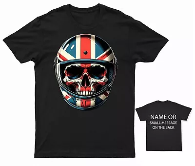 Union Jack Helmet Skull T-Shirt Modern British Pride Tee Customisable Message • £13.95