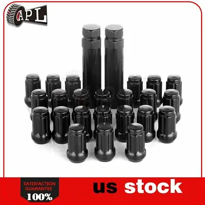 23 Black 1/2 -20 + 2 Keys Lug Nuts 6 Spline Tuner Closed End For Ford F-150 Jeep • $26.98