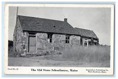 1950 The Old Stone Schoolhouse Maine ME Unposted Sagadahoc Postcard • $14.98