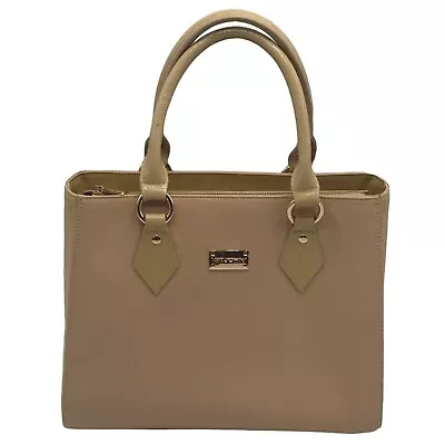 St. John Tan Colorblock Leather Satchel Bag • $250