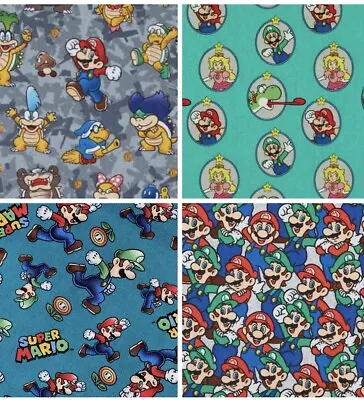 Fat Quarter Super Mario Nintendo Cotton Fabric Packed Tossed Badges Multi Camo • $7.95