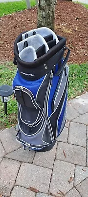 Golf Cart Bag MAXFLI Black Blue 14 Div Shoulder Strap Rain Cover Cooler... • $80