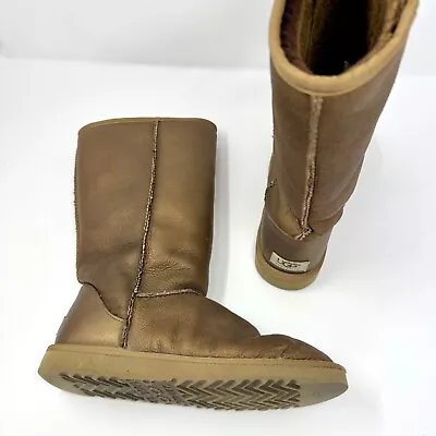 UGG Classic Tall Metallic Copped Brown Sherpa Lined Boots Size 8 • $65