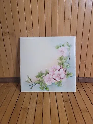 American Encaustic Vintage Floral Tile AE 7 Rare Handpainted & Stunning  • $49.87