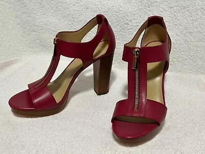 MK Michael Kors NWB Berkley Heeled Leather Sandals Size 8M Color: Berry. Chic S • $75