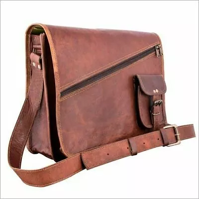 Mens Genuine Leather Cowhide Brown Crossbody Shoulder Satchel Messenger Bag..... • $84.26