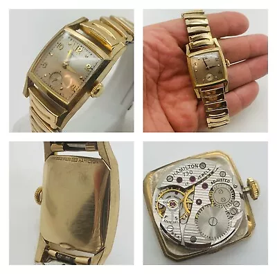 Vintage HAMILTON 10k Gold Filled Mens 17j Tank Style Watch Cal 730 RUNS! • $89