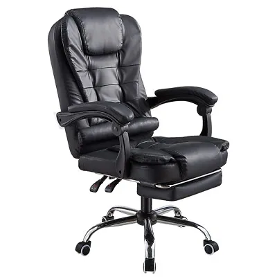 Executive Office Chair PU Leather Padded Recline Computer PC Swivel Desk Chair • £54.99