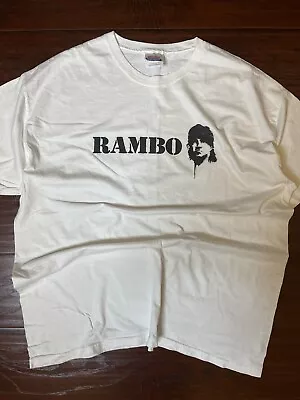 Vintage Rambo Promo T-Shirt Men XL Sylvester Stallone Y2K 90s Movie White • $27.95