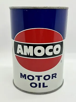 RARE Vintage Empty AMOCO Metal Motor Oil Can 1 Quart Tin - SUPER CLEAN • $179.99