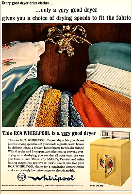 RCA WHIRLPOOL LAUNDRY DRYER—MODEL LKE890 2-SPEED—VINTAGE 1960s ORIGINAL PRINT AD • $8.40