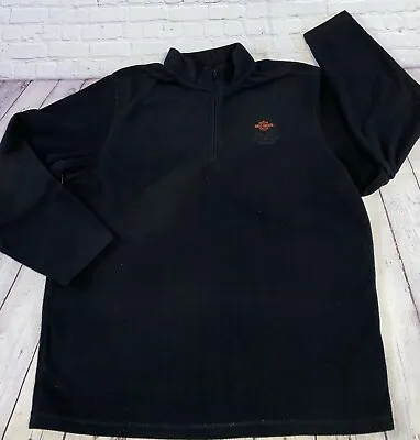Harley-Davidson Black 1/4 Zip Fleece Pullover Sweater Embroidered Men's Size 2XL • $18.75